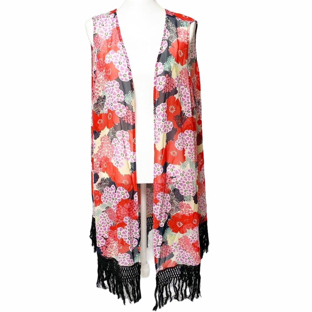 Avenue Flower Multicolor Print Women Plus Cardigan Size 22/24 3X BRAND NEW